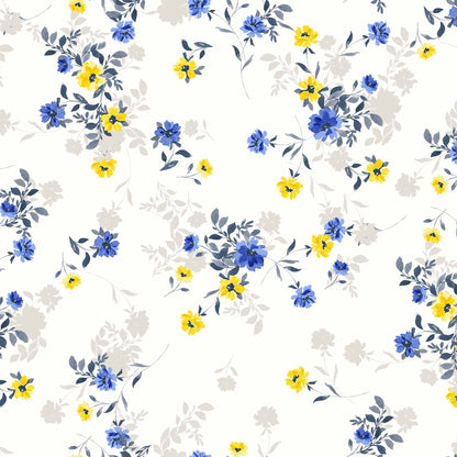 P-80B-586-OFFWHITE-YELLOW - PRINTED CREPE CHIFFON 97% POLY 3% SPANDEX