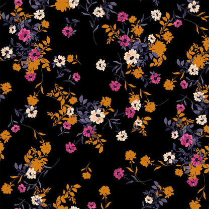 P-81B-502-BLACK-RASPBERRY - PRINTED 100% POLY CHELSEA CHIFFON