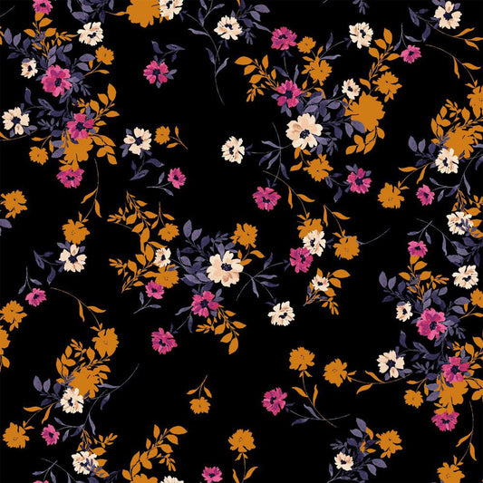P-81B-502-BLACK-RASPBERRY - PRINTED 100% POLY CHELSEA CHIFFON