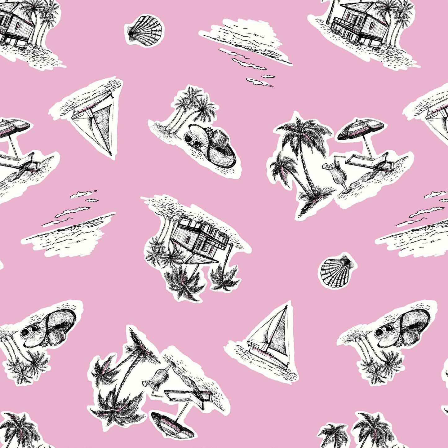 P-836-506-BUBBLE-GUM-PINK-BLACK-PRINTED FRENCH TERRY 63%POLY  33%RAYON  4% SPANDEX