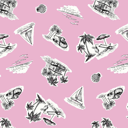 P-836-506-BUBBLE-GUM-PINK-BLACK-PRINTED FRENCH TERRY 63%POLY  33%RAYON  4% SPANDEX