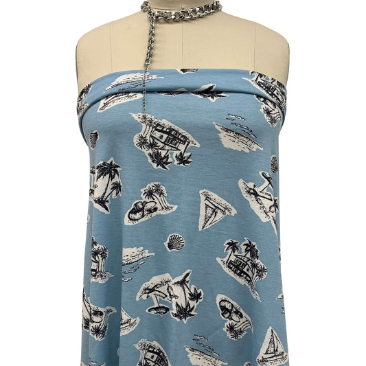 P-836-506-STONE-BLUE-BLACK - PRINTED FRENCH TERRY 63%POLY  33%RAYON  4% SPANDEX