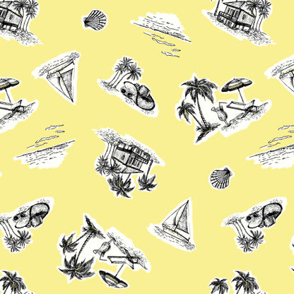 P-836-506-SUNSHINE-BLACK-PRINTED FRENCH TERRY 63%POLY  33%RAYON  4% SPANDEX