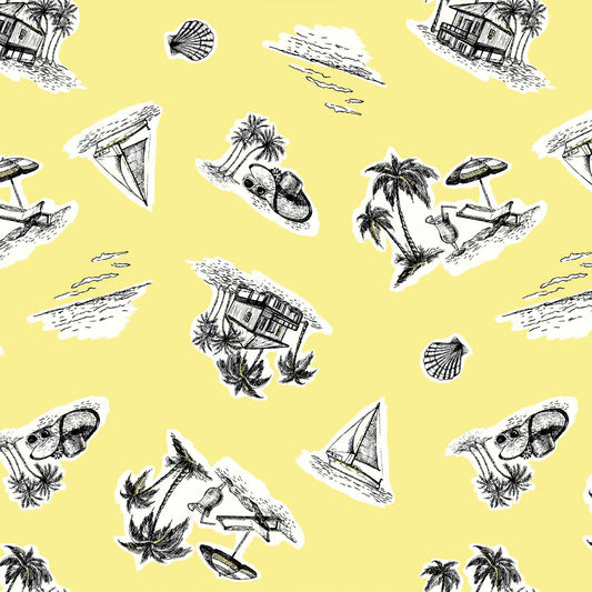 P-836-506-SUNSHINE-BLACK-PRINTED FRENCH TERRY 63%POLY  33%RAYON  4% SPANDEX