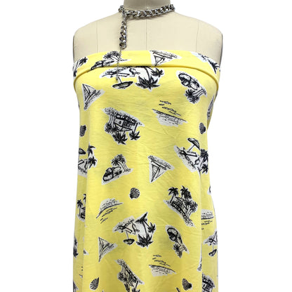 P-836-506-SUNSHINE-BLACK-PRINTED FRENCH TERRY 63%POLY  33%RAYON  4% SPANDEX