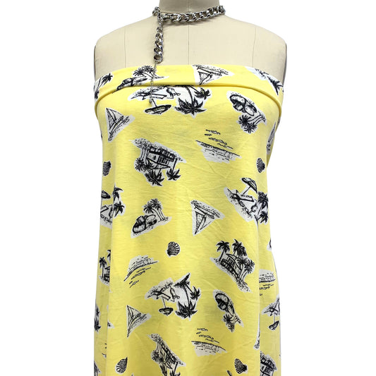 P-836-506-SUNSHINE-BLACK-PRINTED FRENCH TERRY 63%POLY  33%RAYON  4% SPANDEX