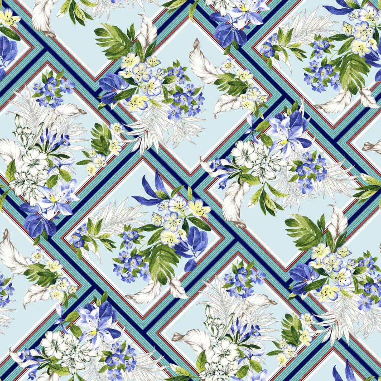 P-860-586-BLUE-TINT-SAPPHIRE - PRINTED CREPE CHIFFON 97% POLY 3% SPANDEX