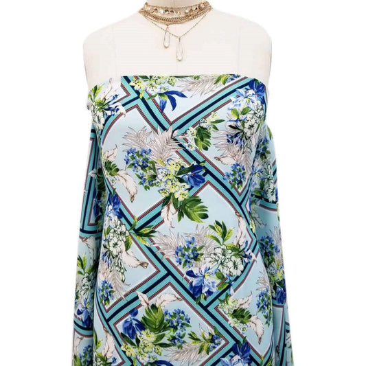 P-860-586-BLUE-TINT-SAPPHIRE - PRINTED CREPE CHIFFON 97% POLY 3% SPANDEX