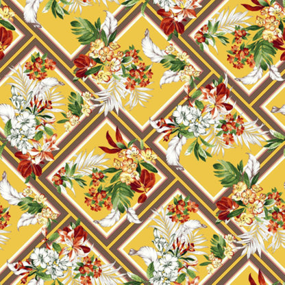 P-860-586-SUNNY-GOLD-BURNT-ORANGE - PRINTED CREPE CHIFFON 97% POLY 3% SPANDEX