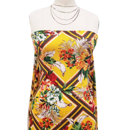 P-860-586-SUNNY-GOLD-BURNT-ORANGE - PRINTED CREPE CHIFFON 97% POLY 3% SPANDEX