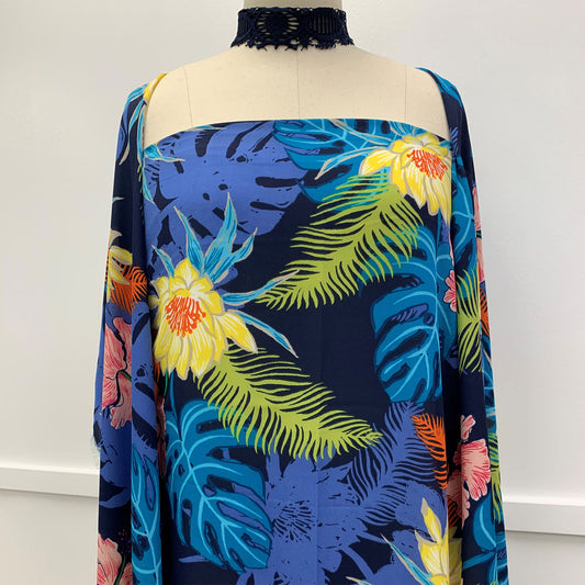 P-864-504-NAVY-YELLOW - PRINTED WOOL DOBBY 100% POLYESTER