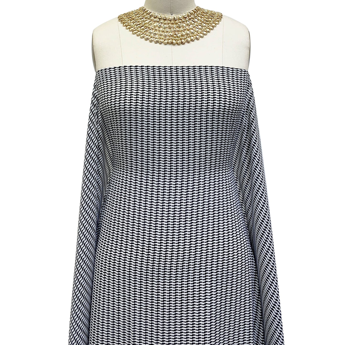 P-878-504-BLACK-OFFWHITE - PRINTED WOOL DOBBY 100% POLYESTER