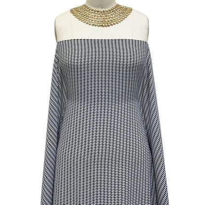 P-878-504-BLACK-OFFWHITE - PRINTED WOOL DOBBY 100% POLYESTER