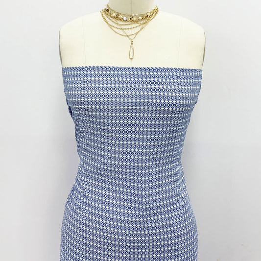 P-885-504-BLUE-DENIM - PRINTED WOOL DOBBY 100% POLYESTER