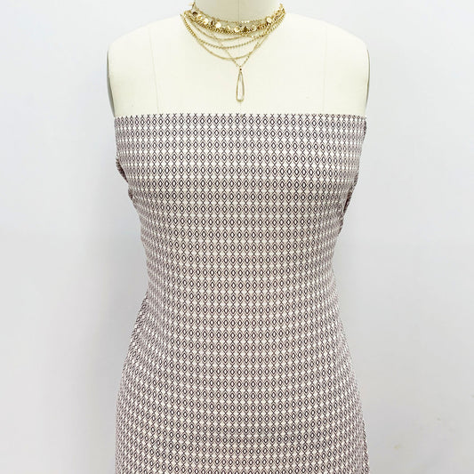 P-885-504-DUSTY-PINK-NAVY - PRINTED WOOL DOBBY 100% POLYESTER