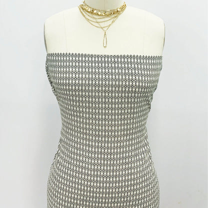 P-885-504-TAN-BLACK - PRINTED WOOL DOBBY 100% POLYESTER