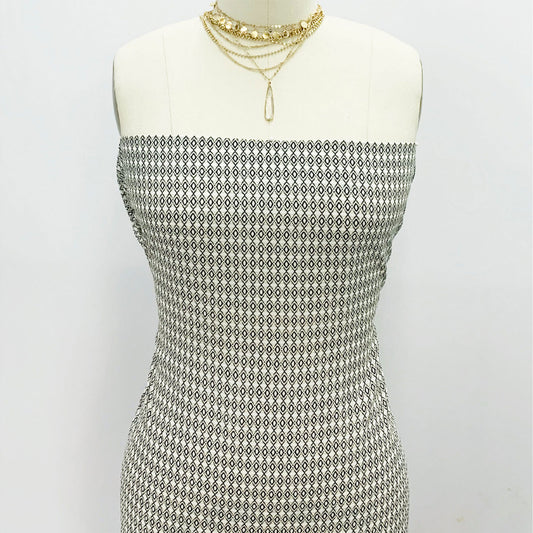 P-885-504-TAN-BLACK - PRINTED WOOL DOBBY 100% POLYESTER