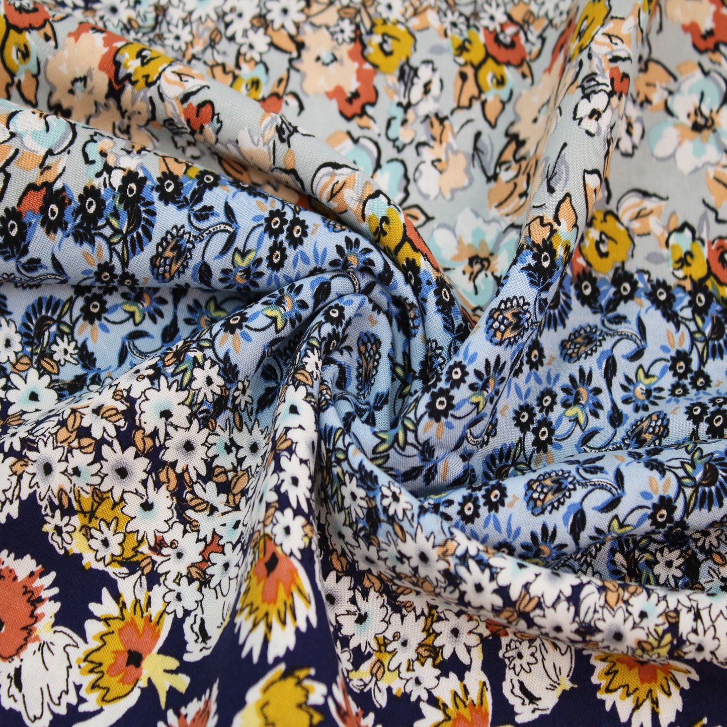 P-899-698-NAVY-DENIM - PRINTED RAYON CHALLIS 100% RAYON CHALLIS