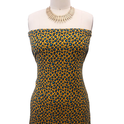 P-901-668-MARIGOLD-TURQUOISE - PRINTED DTY 92% POLY 8% SPANDEX DTY DOUBLE SIDED BRUSH