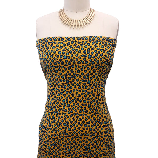 P-901-668-MARIGOLD-TURQUOISE - PRINTED DTY 92% POLY 8% SPANDEX DTY DOUBLE SIDED BRUSH