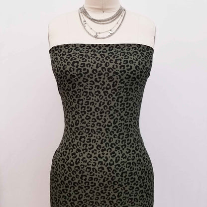 P-902-586-OLIVE-BLACK - PRINTED CREPE CHIFFON 97% POLY 3% SPANDEX