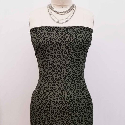 P-902-586-OLIVE-BLACK - PRINTED CREPE CHIFFON 97% POLY 3% SPANDEX