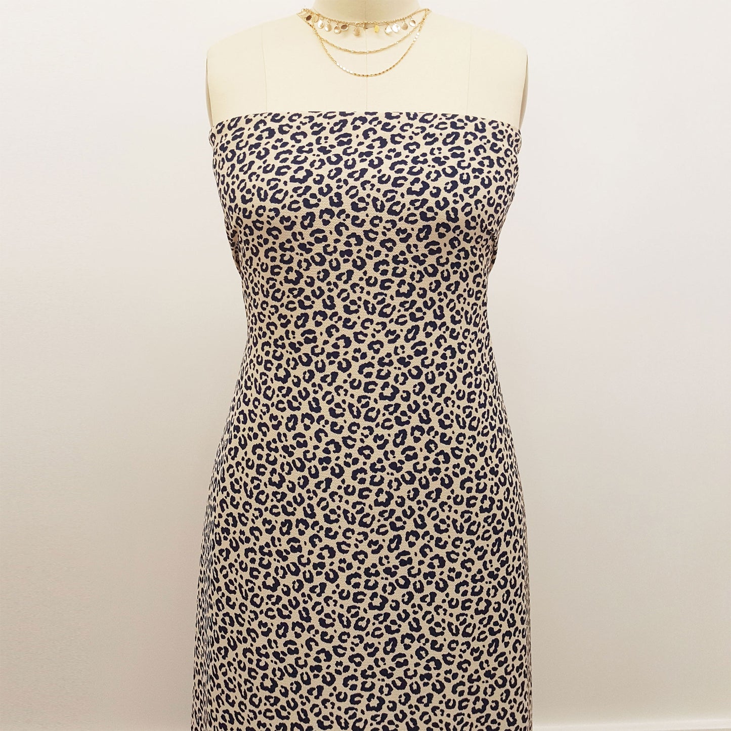 P-902-586-TAN-NAVY - PRINTED CREPE CHIFFON 97% POLY 3% SPANDEX