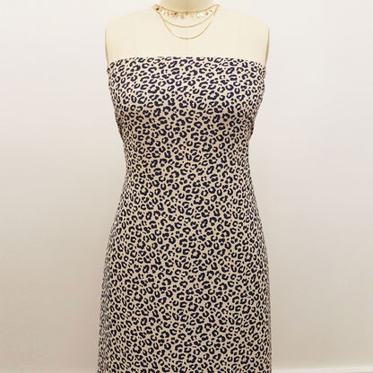 P-902-586-TAN-NAVY - PRINTED CREPE CHIFFON 97% POLY 3% SPANDEX