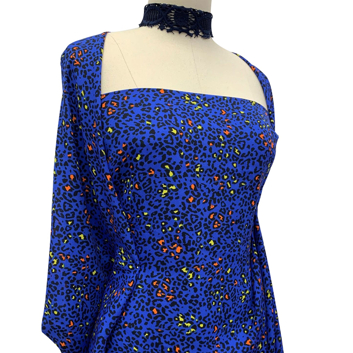 P-912-504-ROYAL-NEON-ORANGE - PRINTED WOOL DOBBY 100% POLYESTER