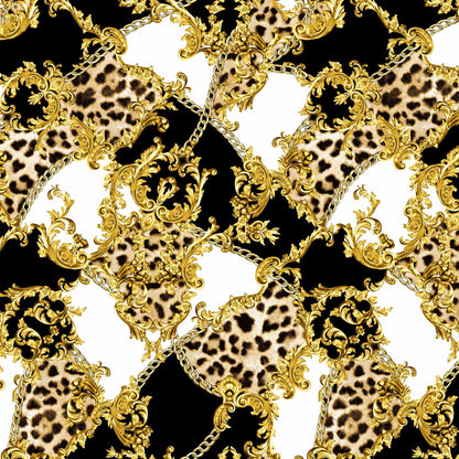 P-956-586-OFFWHITE-GOLD - PRINTED CREPE CHIFFON 97% POLY 3% SPANDEX