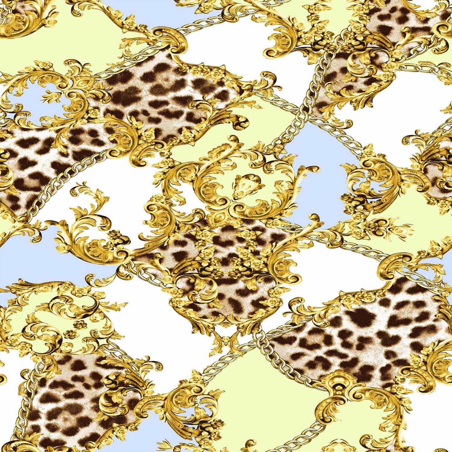 P-956-586-PALE-LIME-GOLD - PRINTED CREPE CHIFFON 97% POLY 3% SPANDEX