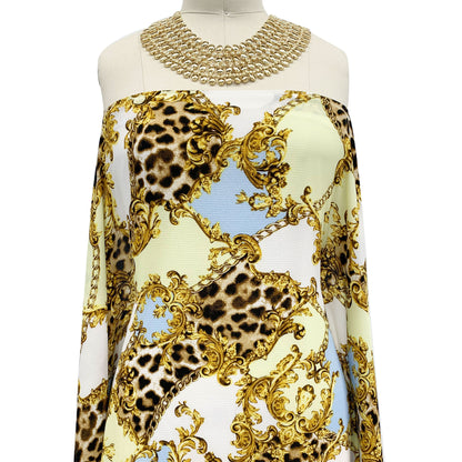 P-956-586-PALE-LIME-GOLD - PRINTED CREPE CHIFFON 97% POLY 3% SPANDEX