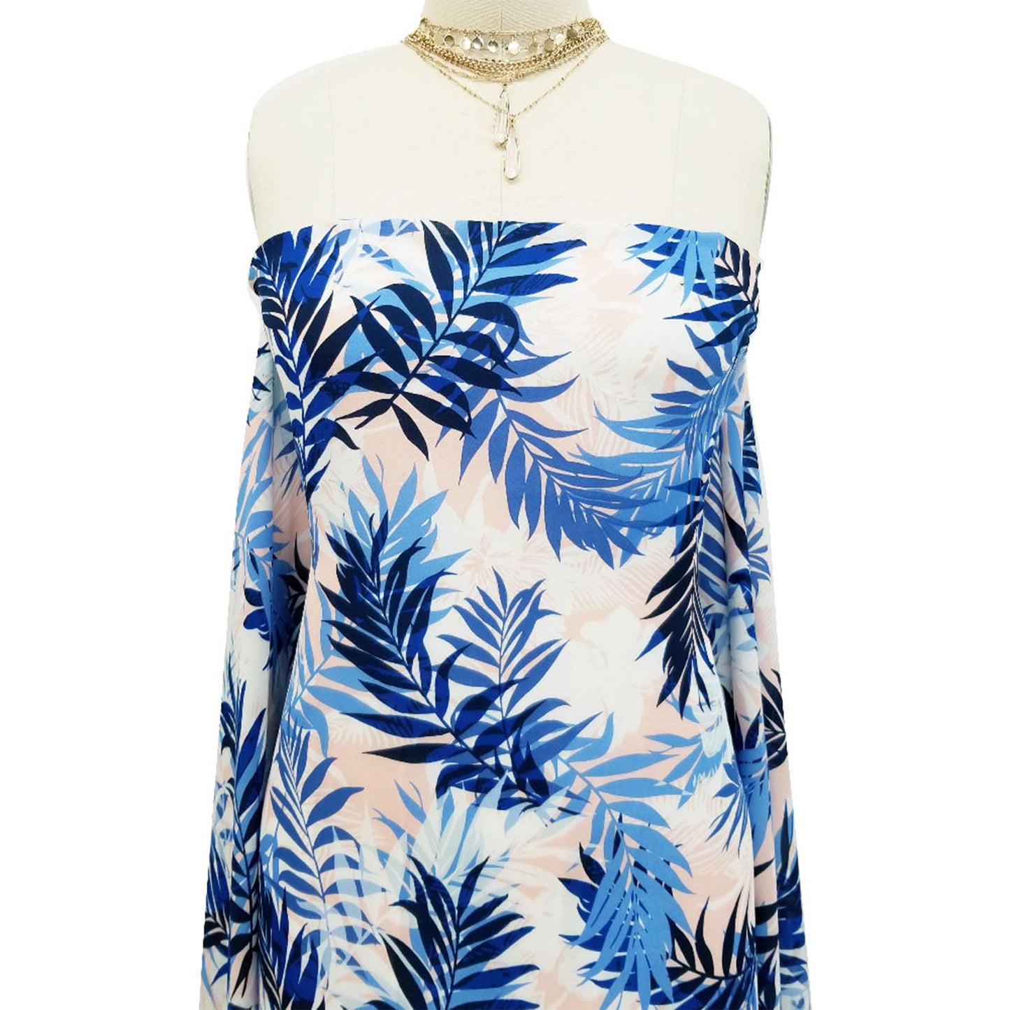 P-965-504-PEACH-BLUE - PRINTED WOOL DOBBY 100% POLYESTER