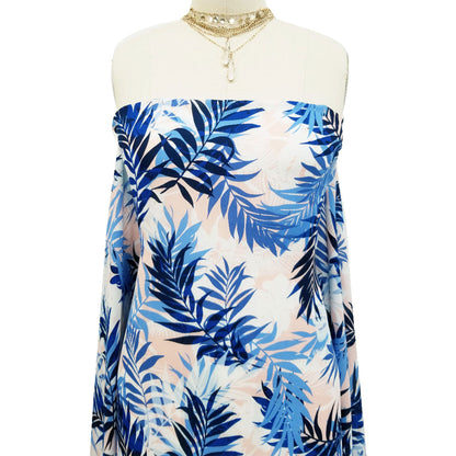 P-965-504-PEACH-BLUE - PRINTED WOOL DOBBY 100% POLYESTER