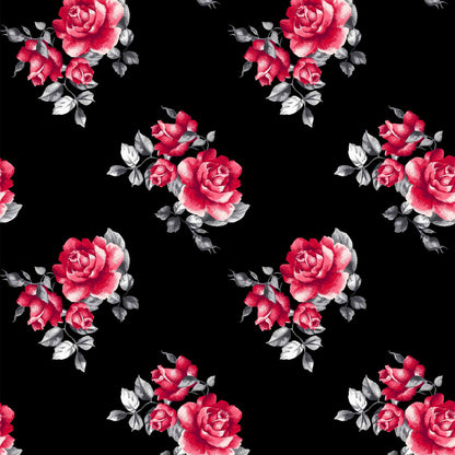 P-98-502-BLACK-RED - PRINTED 100% POLY CHELSEA CHIFFON