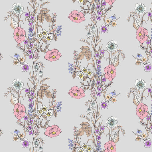 P-99-SATIN-SILVER-PINK - PRINTED SATIN CHIFFON 100% POLYESTER