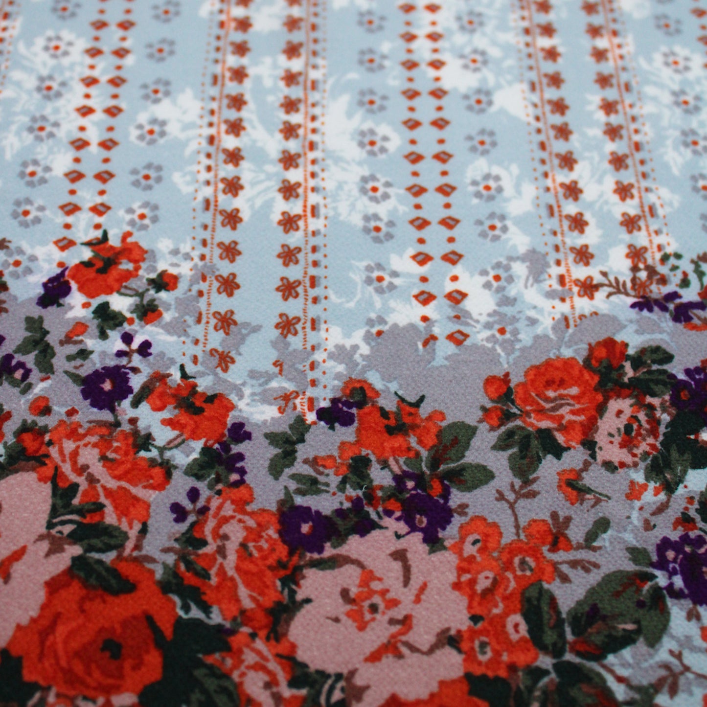 PD-108-B-586-DUSTY-BLUE-MAPLE -  DOUBLE BORDER CREPE CHIFFON 97% POLY 3% SPANDEX