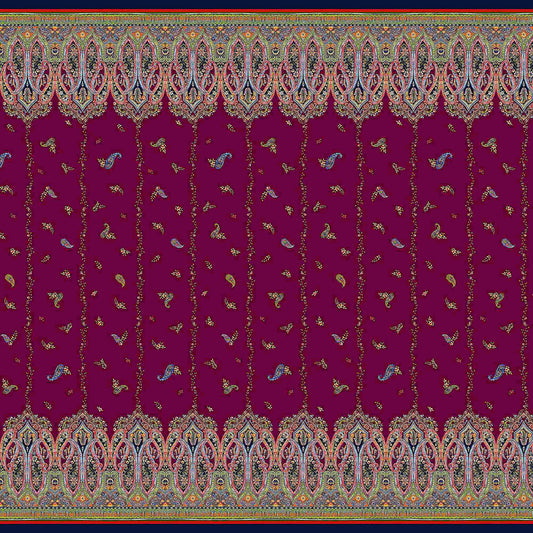 PD-1208-D754-BRICK-RED-MOSS - DOUBLE BORDER PRINTED POLY MOROCCAN 100% POLY