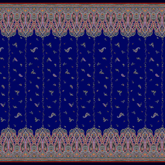 PD-1208-D754-NAVY-RED - DOUBLE BORDER PRINTED POLY MOROCCAN 100% POLY