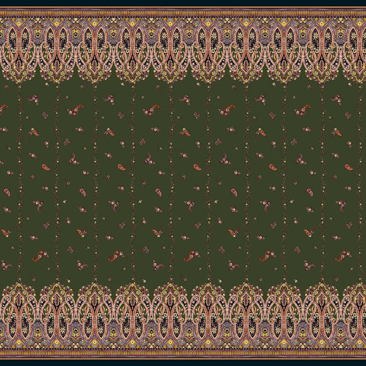 PD-1208-D754-OLIVE-GINGER - DOUBLE BORDER PRINTED POLY MOROCCAN 100% POLY