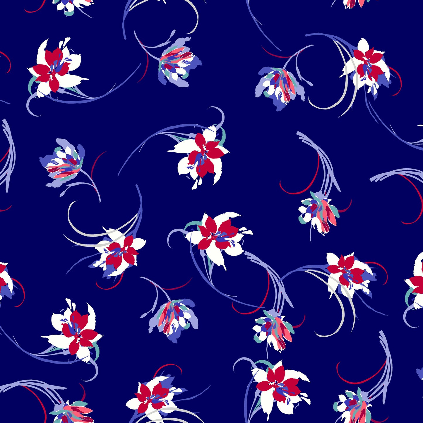 PD-124-586-NAVY-RED - PRINTED CREPE CHIFFON 97% POLY 3% SPANDEX