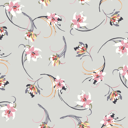 PD-124-586-SILVER-PEACH - PRINTED CREPE CHIFFON 97% POLY 3% SPANDEX