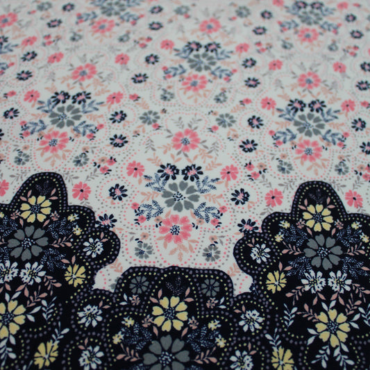 PD-20-734-IVORY-DUSTY-PINK - DOUBLE BORDER PRINT WOOL PEACH 100% POLYESTER