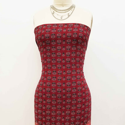 PD-390-586-RED-BROWN-ORANGE - DOUBLE BORDER. CREPE CHIFFON 97% POLY 3% SPANDEX