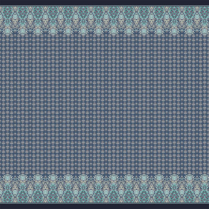 PD-390-586-TEAL-DENIM-TURQUOISE - DOUBLE BORDER. CREPE CHIFFON 97% POLY 3% SPANDEX