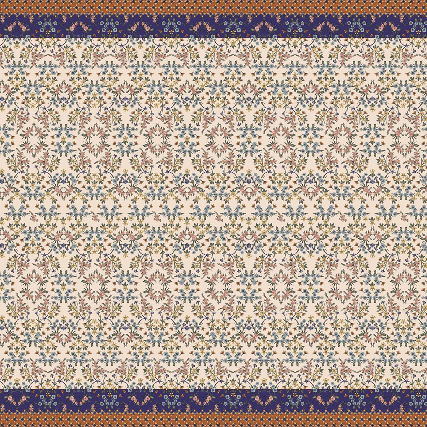 PD-424-734-BANANA-BLUE - DOUBLE BORDER PRINT WOOL PEACH 100% POLYESTER