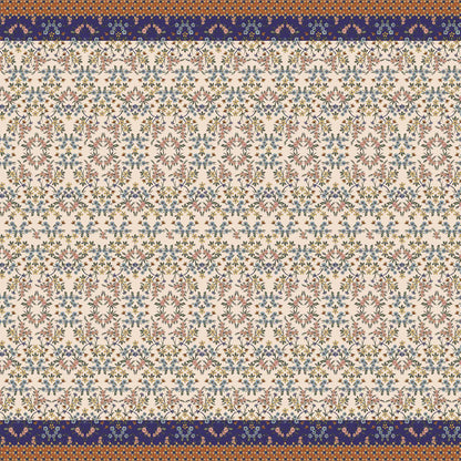 PD-424-734-BANANA-BLUE - DOUBLE BORDER PRINT WOOL PEACH 100% POLYESTER
