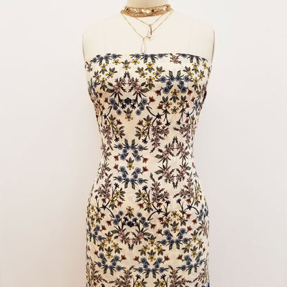 PD-424-734-BANANA-BLUE - DOUBLE BORDER PRINT WOOL PEACH 100% POLYESTER