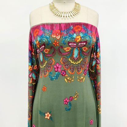 PD-459-730-ARMY-GREEN-FUCHSIA - PRINTED DTY 92% POLY 8% SPANDEX NON BRUSH