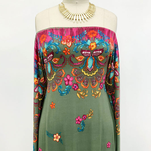 PD-459-730-ARMY-GREEN-FUCHSIA - PRINTED DTY 92% POLY 8% SPANDEX NON BRUSH